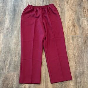 Alfred Dunner Women’s Pants Size 14 in‎ Burgundy Maroon Elastic Waist Polyester